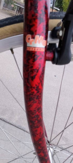 Marble red Tange chromoly steel framed commuter bicycle