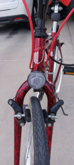Marble red Tange chromoly steel framed commuter bicycle