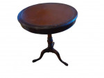Small 23" Round occasional table with leather insert