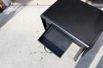 Retro antique type writter table tool work bench rolling cart