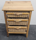Wood side table w/wicker drawers