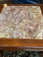 Marble Top Carved Rosewood Coffee Table, Accent Pc.- End Table-
