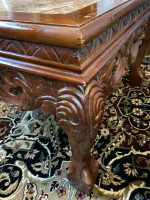 Marble Top Carved Rosewood Coffee Table, Accent Pc.- End Table-