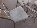 silver Metal round dining table and 3 chairs