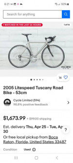 Road Bike litespeed titanium 55cm