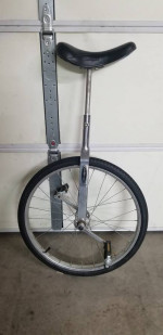 Vintage 1980's Chrome Schwinn Unicycle 24" Wheel Long Post Cotterless