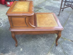 Leather Top Wood Living Room Table