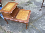 Leather Top Wood Living Room Table
