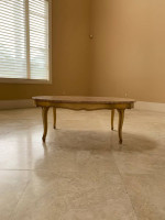 VINTAGE OVAL TABLE WITH ROSE MARBLE TOP