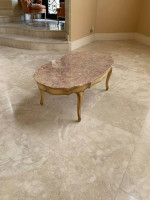 VINTAGE OVAL TABLE WITH ROSE MARBLE TOP