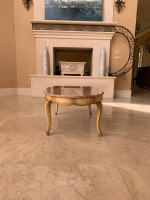 VINTAGE OVAL TABLE WITH ROSE MARBLE TOP
