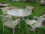 Round Glass Patio Table with 4 chairs