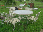 Round Glass Patio Table with 4 chairs