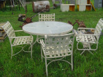 Round Glass Patio Table with 4 chairs