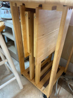 ROLLING KITCHEN ISLAND COUNTER DROP LEAF & TRAY TABLE STATION