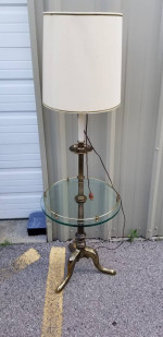 Stifel Solid Brass Floor Lamp w/Glass Table