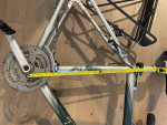 Bicycle frame (19") with a carrier rack & bag, and a pump