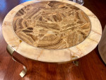 Muller of Mexico Round Onyx and Brass Accent Table