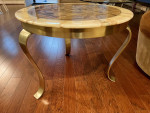 Muller of Mexico Round Onyx and Brass Accent Table