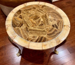 Muller of Mexico Round Onyx and Brass Accent Table