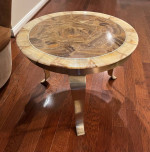 Muller of Mexico Round Onyx and Brass Accent Table