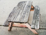 PICNIC TABLE with ATTACHED BENCH SEAT Chair Child Size VINTAGE Wood