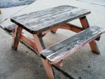 PICNIC TABLE with ATTACHED BENCH SEAT Chair Child Size VINTAGE Wood