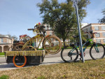 Mardi Gras deco-cruiser and matching bike trailer