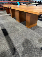 Conference Table in Light Cherry Wood Finish W/ Black Power Grommets