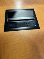 Conference Table in Light Cherry Wood Finish W/ Black Power Grommets