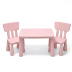 Ikea Mammut table and 2 chairs in Pink for kids/children