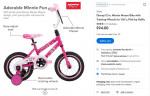 Pink 12 inch Disney Minnie Mouse Bike