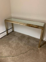 Glass top metal foyer table