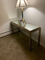 Glass top metal foyer table
