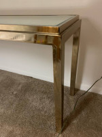 Glass top metal foyer table