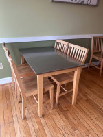 Stainless Top Dining Table with 4 Chairs