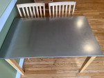 Stainless Top Dining Table with 4 Chairs