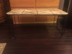 Wood Top Wrought Iron Coffee Table