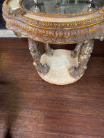 Florentine glass top foyer table