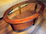 Oval coffee table with beveled glass top