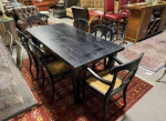 Pottery Barn Black Extension Dining Table w/ 6 Chairs