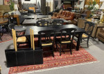 Pottery Barn Black Extension Dining Table w/ 6 Chairs