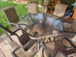 Patio Dining Set, Hexagon Table, 6 High Backed Chairs