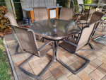 Patio Dining Set, Hexagon Table, 6 High Backed Chairs
