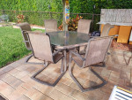 Patio Dining Set, Hexagon Table, 6 High Backed Chairs