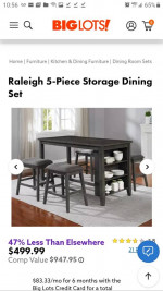 new, table and 4 chairs with storage