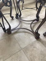 Round glass top table with 4 chairs