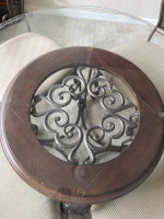 Round glass top table with 4 chairs