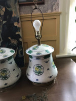 Pair of vintage Asian influence / ginger jar table lamps A173