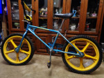 VINTAGE SCHWINN SCRAMBLER PHANTOM BMX BIKE BLUE YELLOW MAG WHEELS